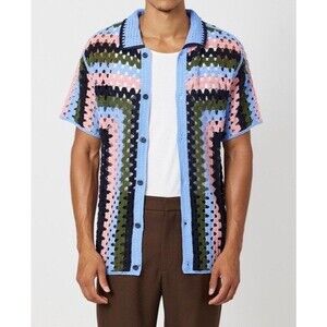 Scotch and Soda Amsterdam Crochet  Polo Short Sleeve Button Down Shirt Sz: XXL